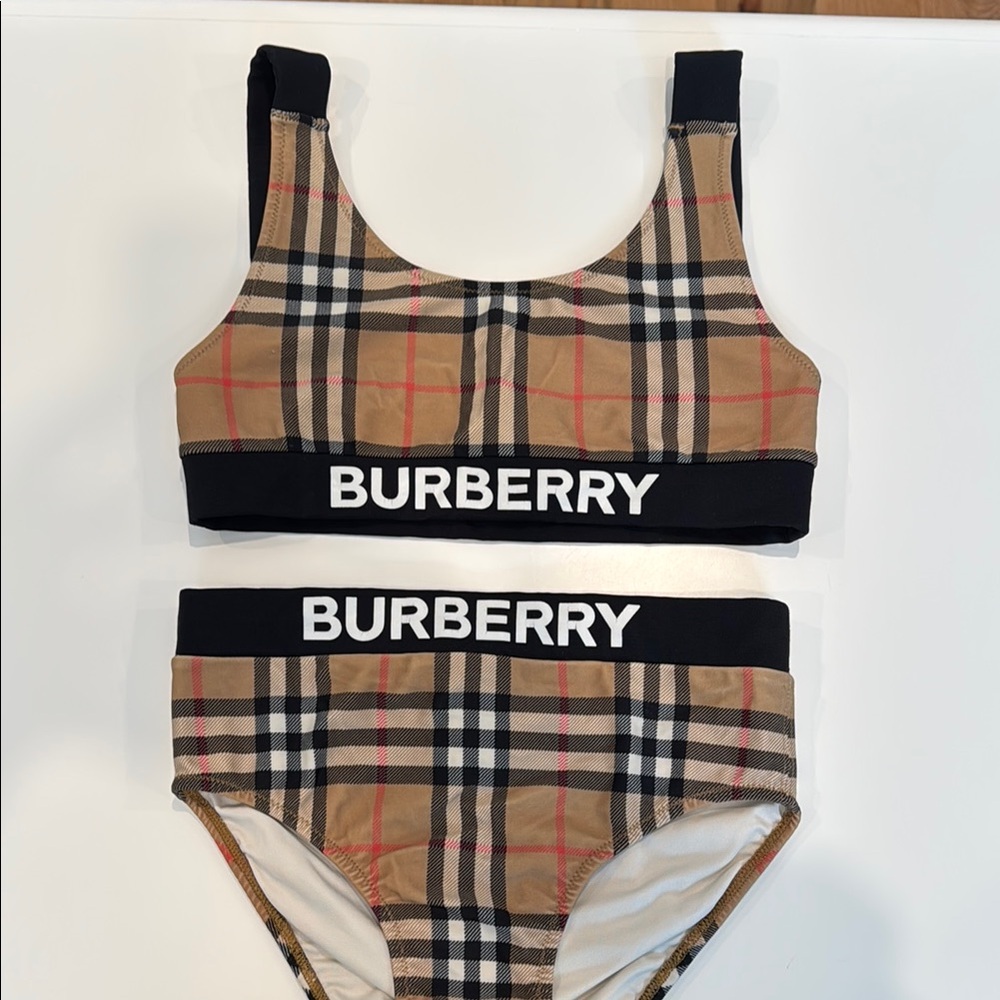 Burberry Checkered Bikini with Black and Tan